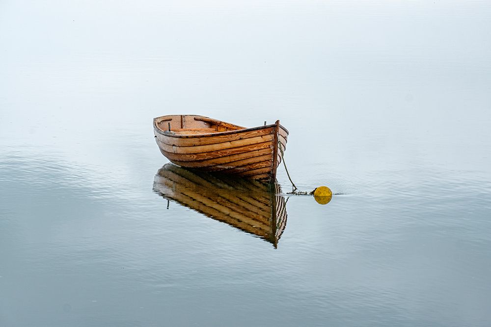 Wooden boat at anchorage is the epitome of simplicity. Westport-County Mayo-Ireland. art print by Betty Sederquist for $57.95 CAD