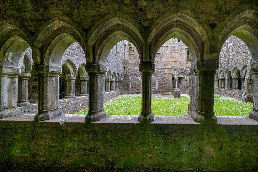Ancient cloisters surround this patch of grass at Moyne Abbey-County Mayo-Ireland. art print by Betty Sederquist for $57.95 CAD