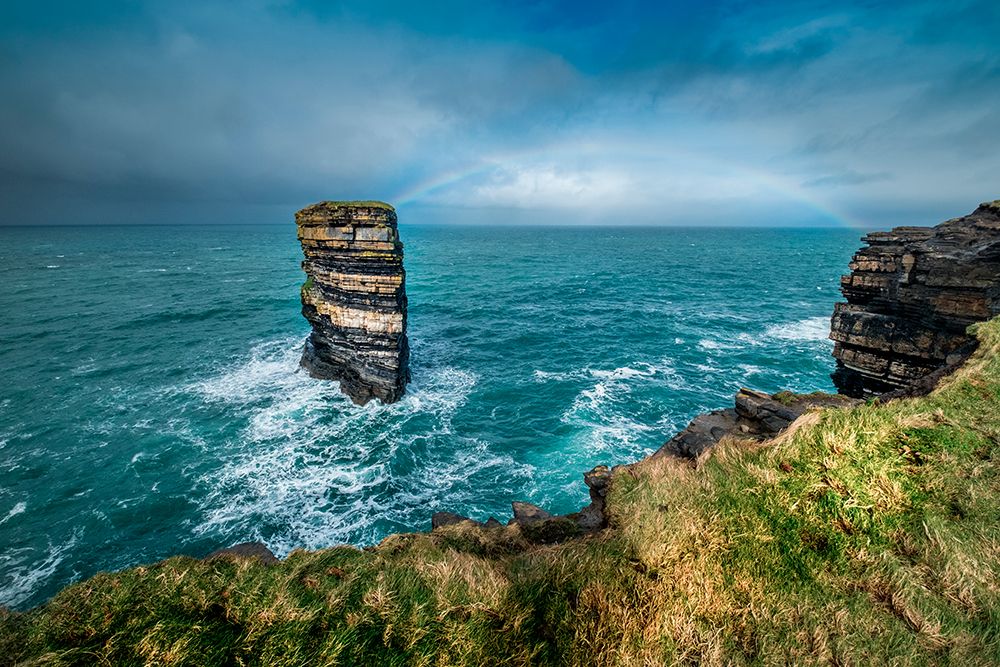 Dun Briste Sea Stack resists the onslaught of the stormy Atlantic Ocean-County Mayo-Ireland. art print by Betty Sederquist for $57.95 CAD