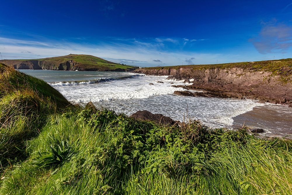 Waves crash into cliffs at Binn Ban Beach near Dingle-Ireland art print by Chuck Haney for $57.95 CAD