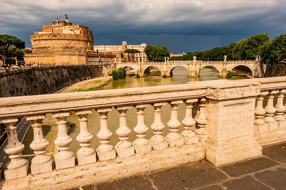 Italy-Rome Tiber River-Castel SantAngelo and Ponte SantAngelo seen upstream art print by Alison Jones for $57.95 CAD