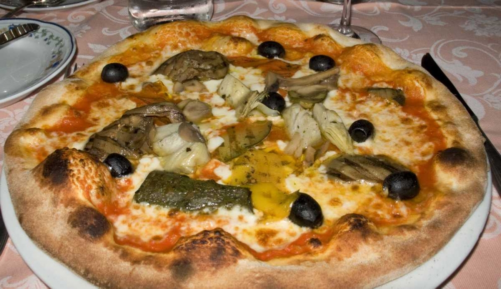 Italy, Camogli Neopolitan pizza with vegetables art print by Wendy Kaveney for $57.95 CAD