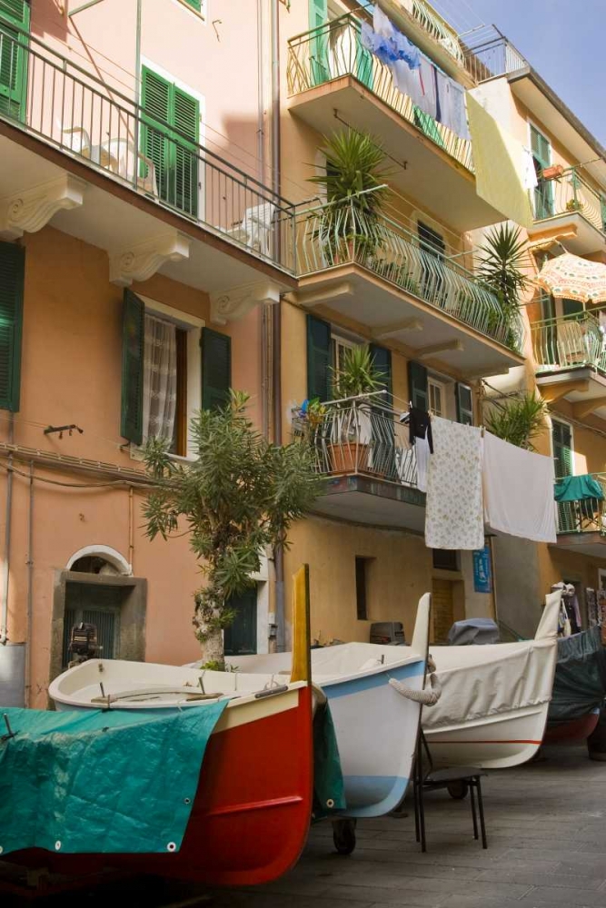 Italy, Manarola Boats stored on the streets art print by Wendy Kaveney for $57.95 CAD