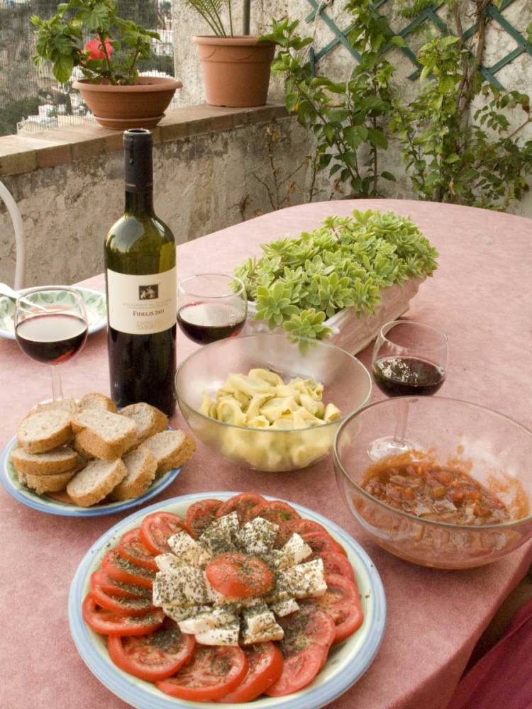 Italy, Positano Meal of antipasti and wine art print by Wendy Kaveney for $57.95 CAD