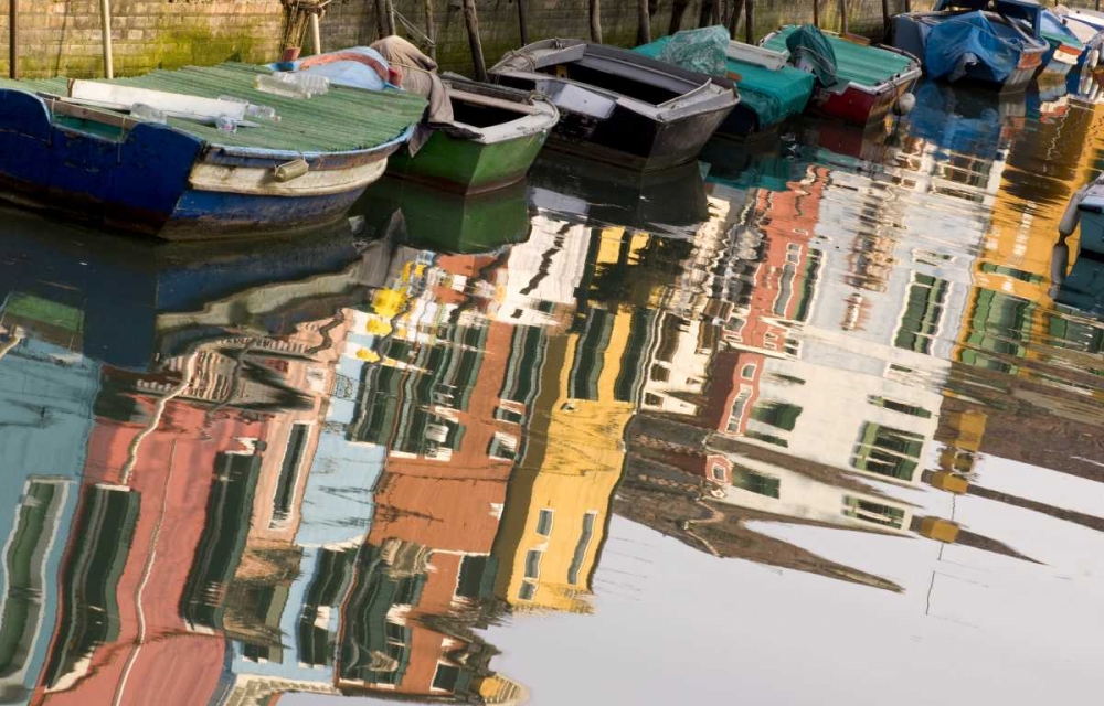 Italy, Venice, Burano Row of boats and houses art print by Wendy Kaveney for $57.95 CAD