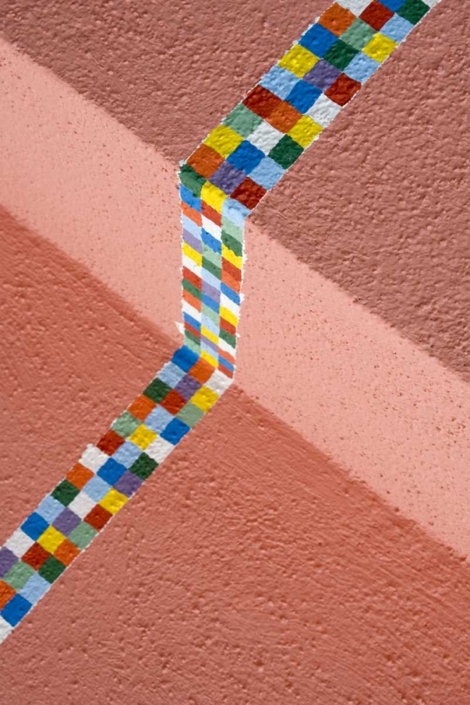 Italy, Venice, Burano Checkered paint on a house art print by Wendy Kaveney for $57.95 CAD