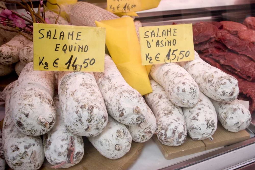Italy, Venice Horse meat products for sale art print by Wendy Kaveney for $57.95 CAD