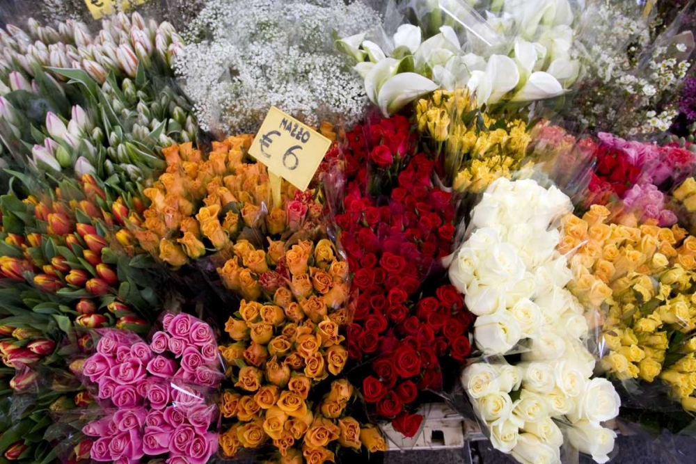 Italy, Venice Flowers for sale in a market art print by Wendy Kaveney for $57.95 CAD
