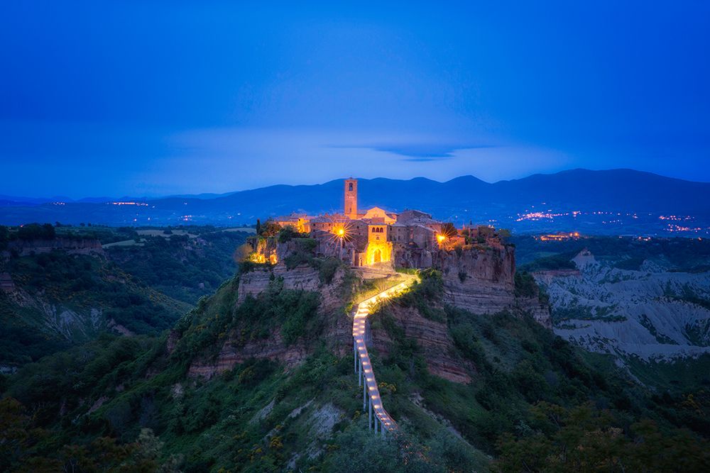 Europe-Italy-Civita di Bagnoregio-Medieval hilltop town lit at sunset art print by Jaynes Gallery for $57.95 CAD