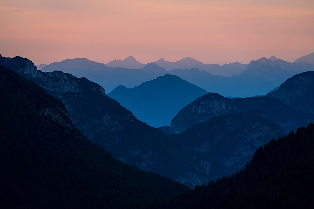 Europe-Italy-Friuli Venezia Giulia-Foggy Monte Lussari mountain at sunset art print by Jaynes Gallery for $57.95 CAD