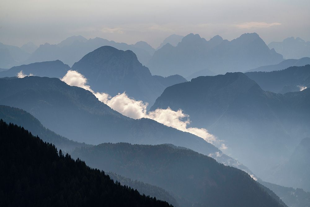 Europe-Italy-Friuli Venezia Giulia-Foggy Monte Lussari mountain at sunset art print by Jaynes Gallery for $57.95 CAD