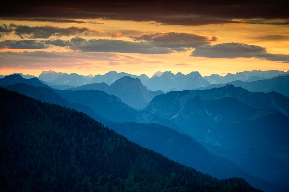 Europe-Italy-Friuli Venezia Giulia-Foggy Monte Lussari mountain at sunset art print by Jaynes Gallery for $57.95 CAD