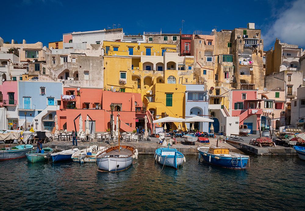 Europe-Italy-Procida-City houses and boats in Marina Corricella art print by Jaynes Gallery for $57.95 CAD