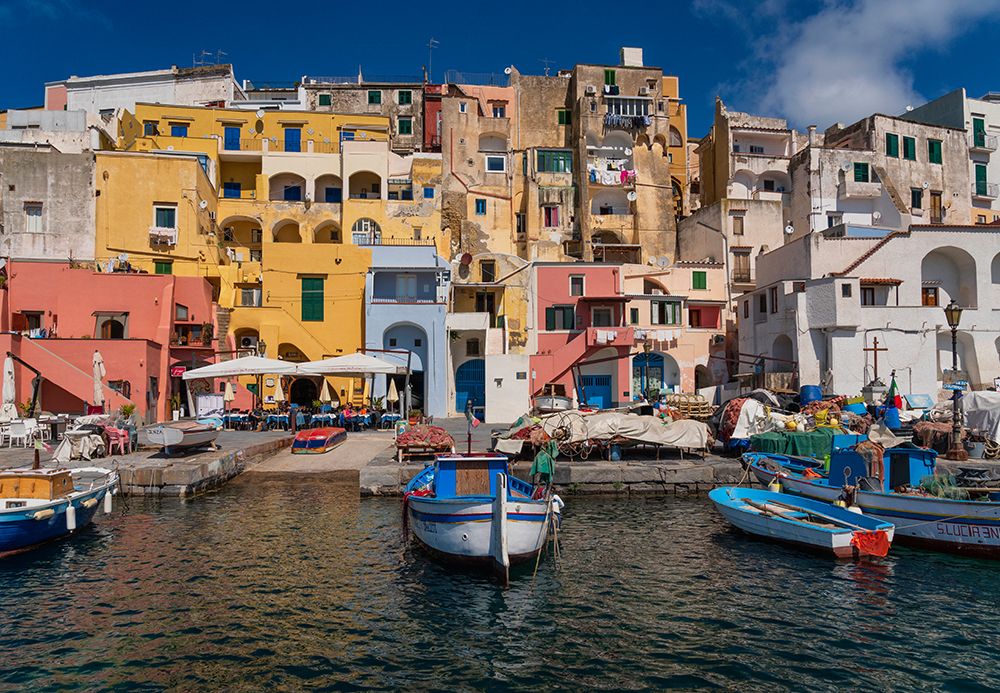 Europe-Italy-Procida-City houses and boats in Marina Corricella art print by Jaynes Gallery for $57.95 CAD