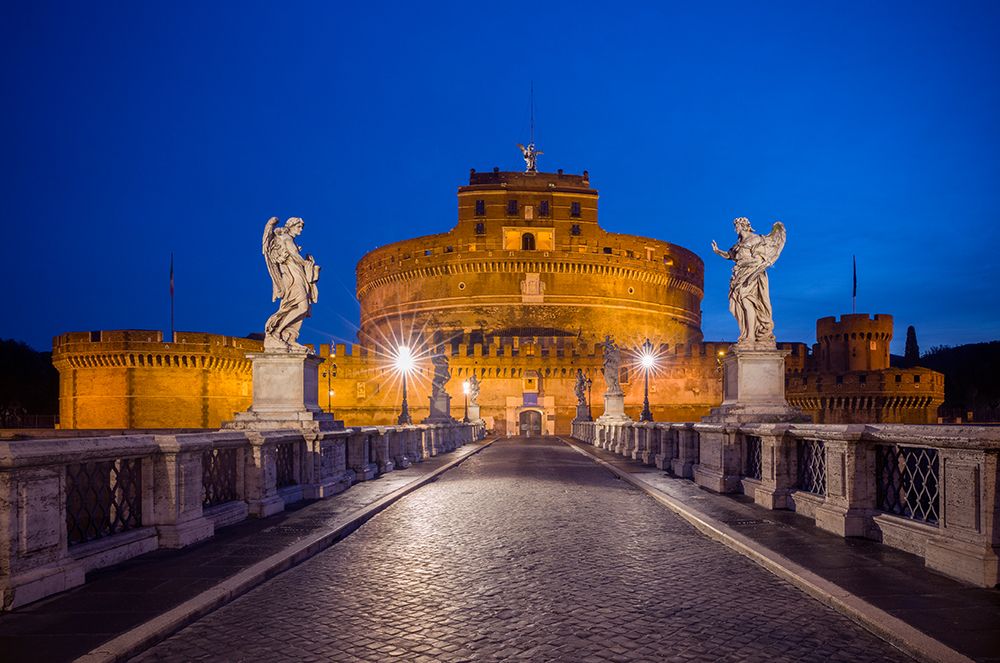 Europe-Italy-Rome-Bridge to Castel SantAngelo lit at night art print by Jaynes Gallery for $57.95 CAD