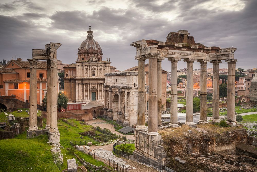 Europe-Italy-Rome-Ruins of Roman Temple of Saturn art print by Jaynes Gallery for $57.95 CAD