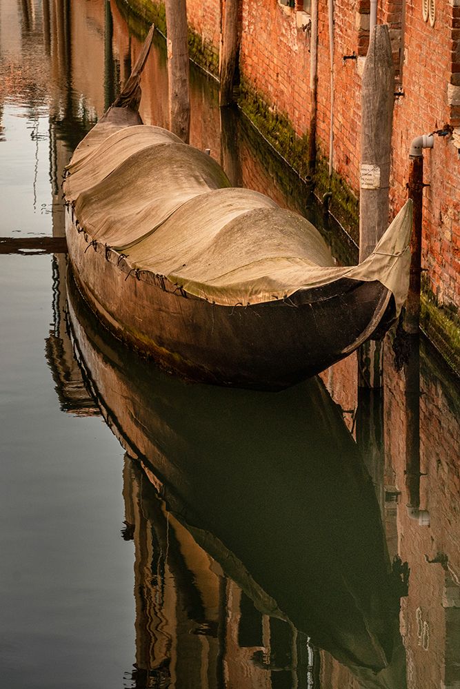 Europe-Italy-Venice-Covered old gondola on canal art print by Jaynes Gallery for $57.95 CAD