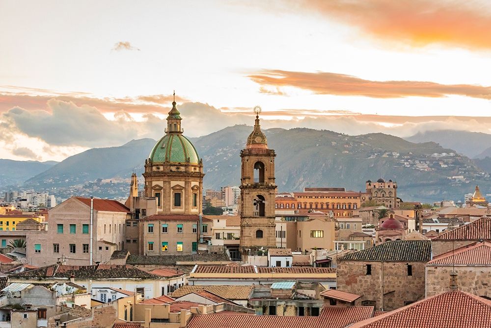Palermo Province-Palermo The dome and bell tower of the baroque Chiesa del Gesu art print by Emily Wilson for $57.95 CAD