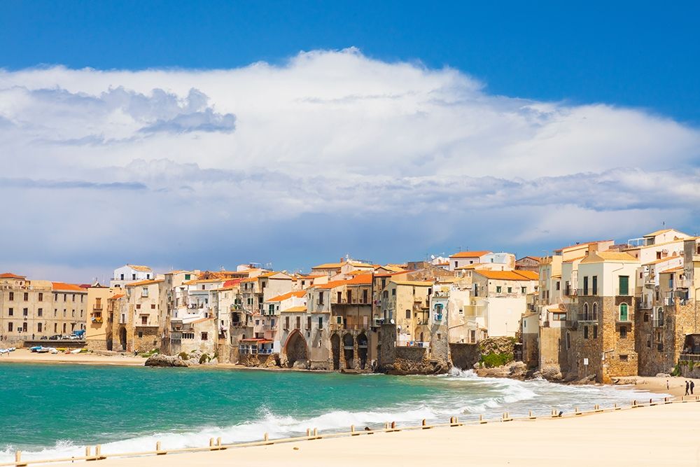 Palermo Province-Cefalu The beach on the Mediterranean Sea in the town of Cefalu art print by Emily Wilson for $57.95 CAD