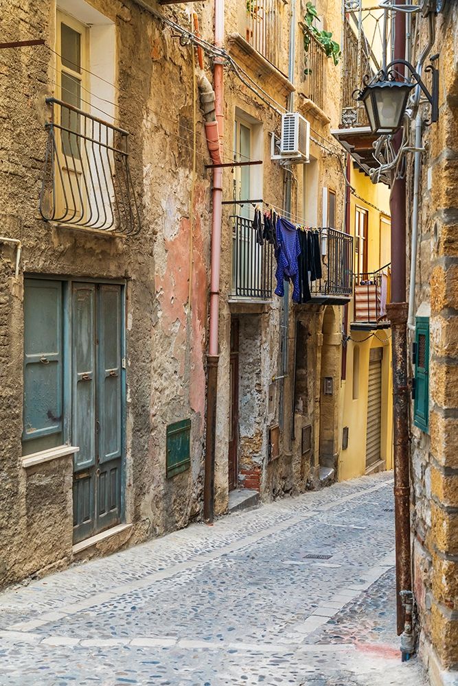 Palermo Province-Cefalu Narrow street in Cefalu art print by Emily Wilson for $57.95 CAD