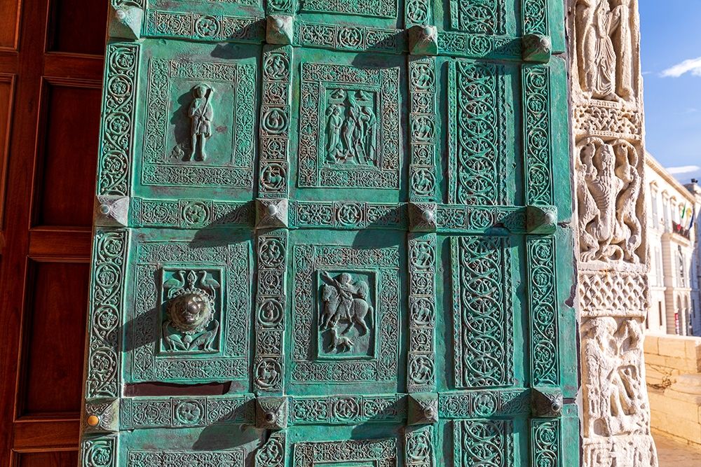 Italy-Apulia-Trani-Trani San Nicola Pellegrino cathedral Intricately carved door art print by Emily Wilson for $57.95 CAD