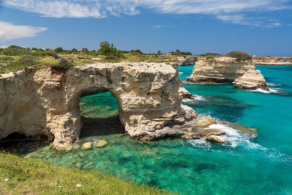 Italy-Apulia-Province of Lecce-Melendugno Torre SantAndrea Eroded limestone cliffs art print by Emily Wilson for $57.95 CAD