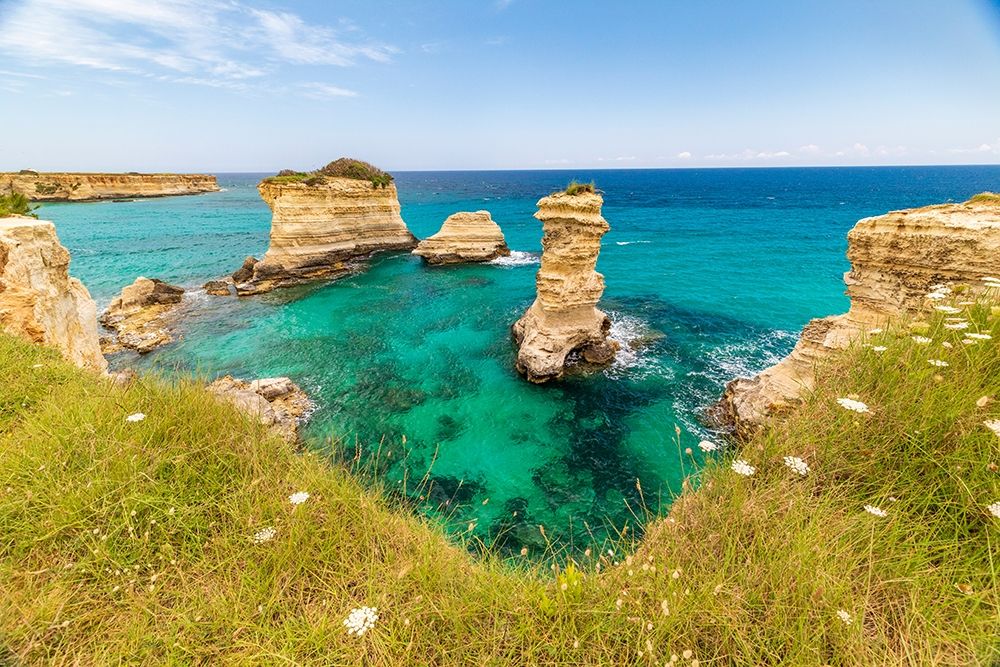 Italy-Apulia-Province of Lecce-Melendugno The Faraglioni of Torre SantAndrea art print by Emily Wilson for $57.95 CAD