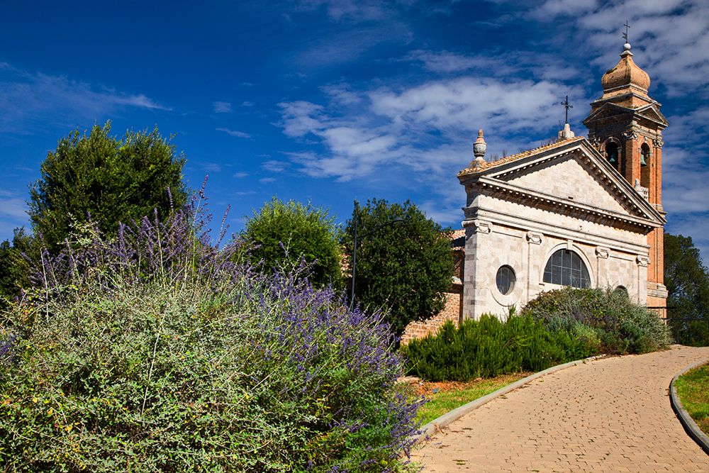 Italy-Tuscany-Montalcino The Madonna del Soccorso church in the town of Monticiano art print by Julie Eggers for $57.95 CAD