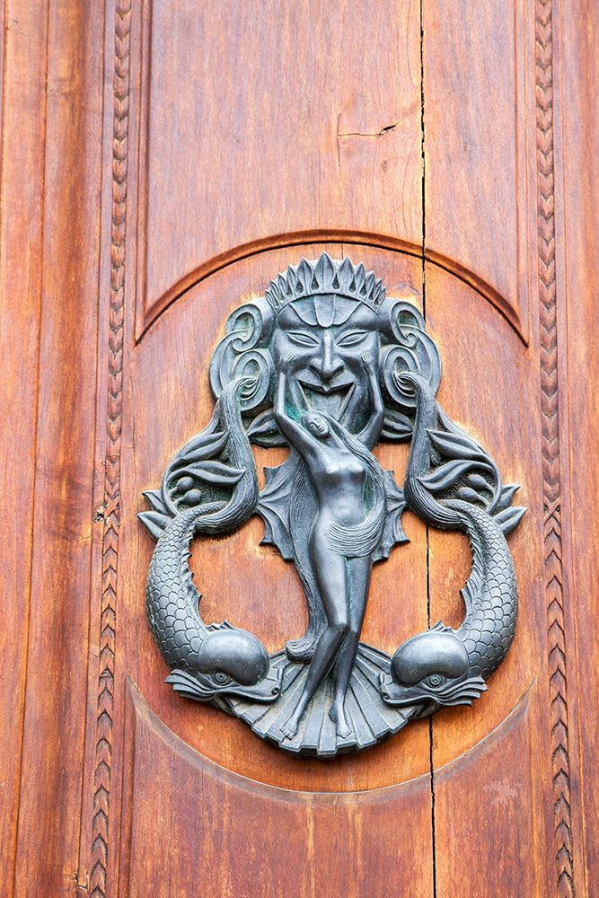 Italy-Tuscany-Pisa Large antique door knocker on beautiful wooden door art print by Julie Eggers for $57.95 CAD