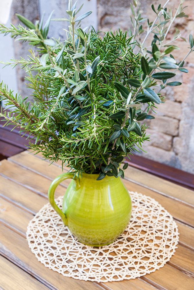 Italy- Umbria- Montefalco. Flower pot display of fresh herbs. art print by Julie Eggers for $57.95 CAD