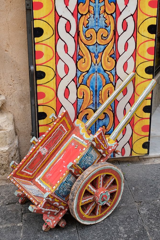 Noto, Sicily. Colorful cart outside of local shop. art print by Julien McRoberts for $57.95 CAD
