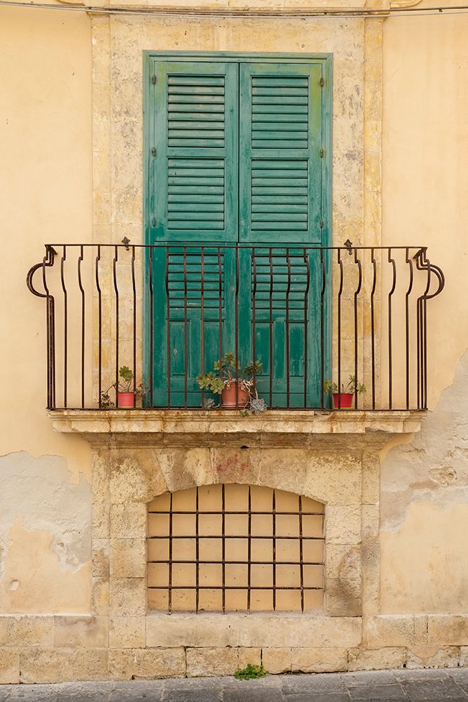 Noto, Sicily. Charming old window and terrace on a home. art print by Julien McRoberts for $57.95 CAD
