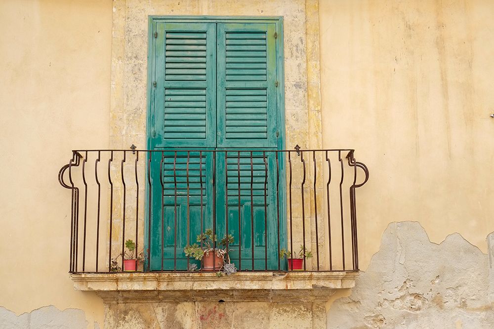Noto, Sicily. Charming old window and terrace on a home. art print by Julien McRoberts for $57.95 CAD