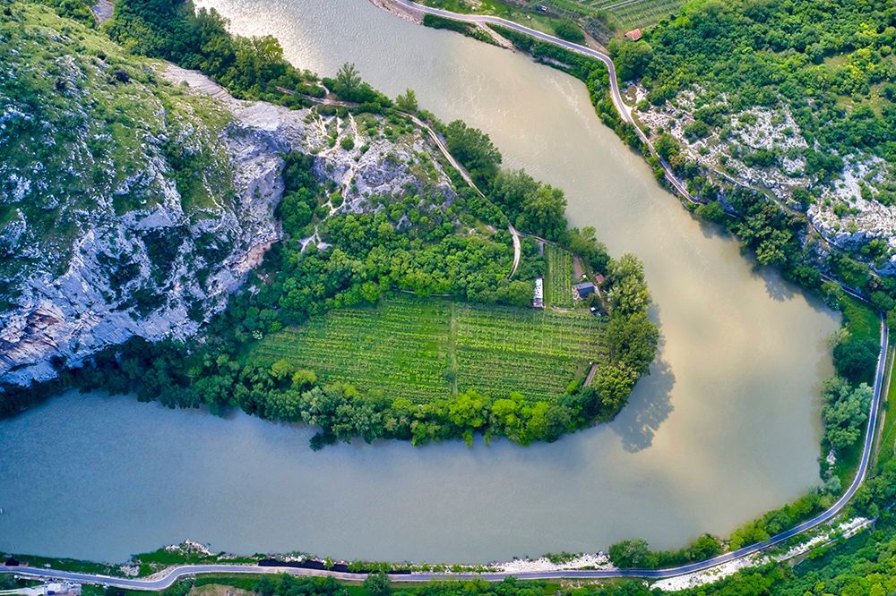 Italy-Adige river bend and vineyards art print by Michele Molinari for $57.95 CAD