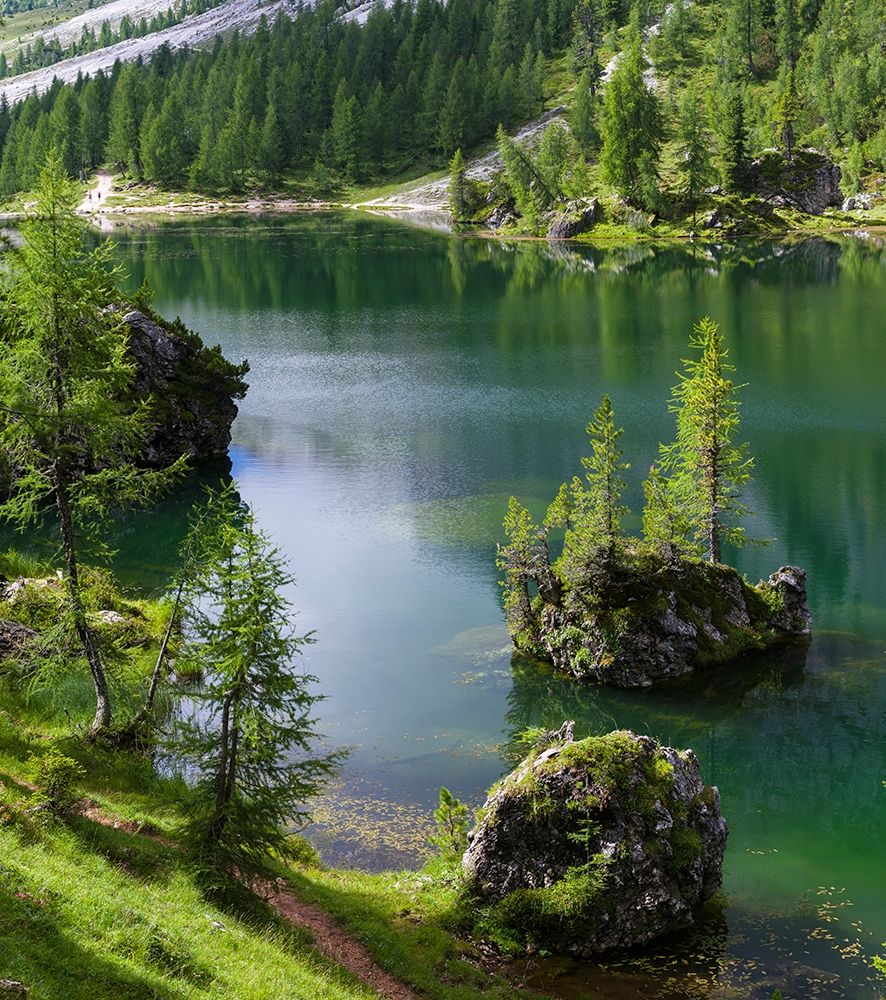 Lago de Federa at Croda da Lago in the Dolomites of the Veneto near Cortina dAmpezzo art print by Martin Zwick for $57.95 CAD