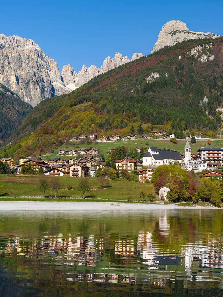 Molveno at lake Lago di Molveno in the Dolomiti di Brenta  Italy-Trentino art print by Martin Zwick for $57.95 CAD