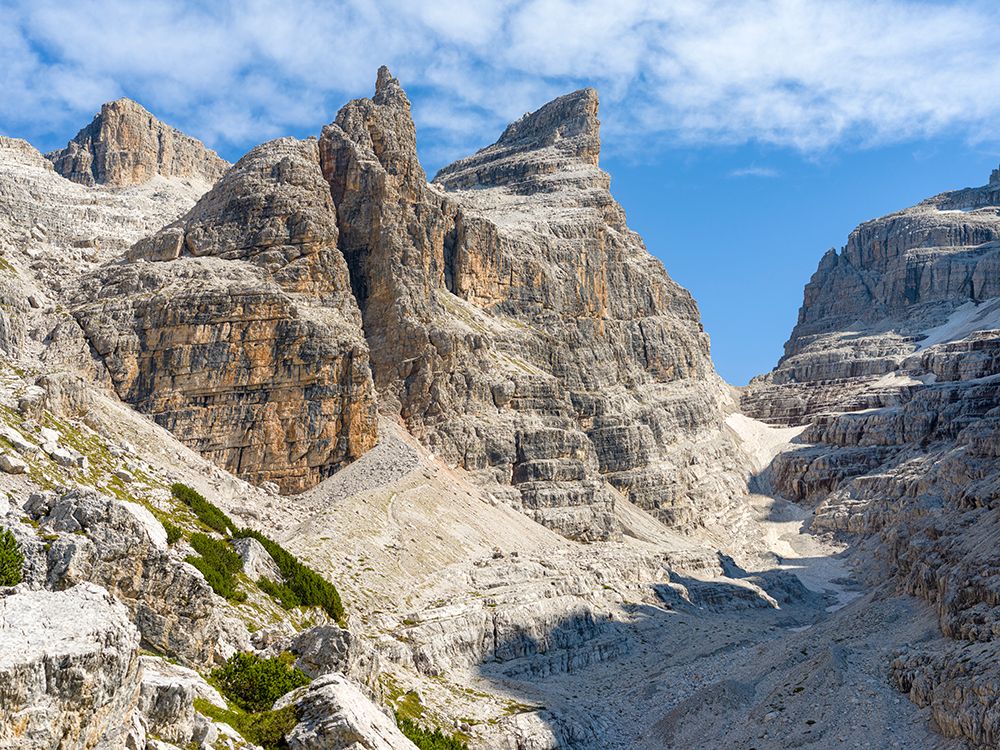 Bocca del Tuckett and Cima Sella-The Brenta Dolomites-UNESCO World Heritage Site-Italy-Trentino-Val art print by Martin Zwick for $57.95 CAD
