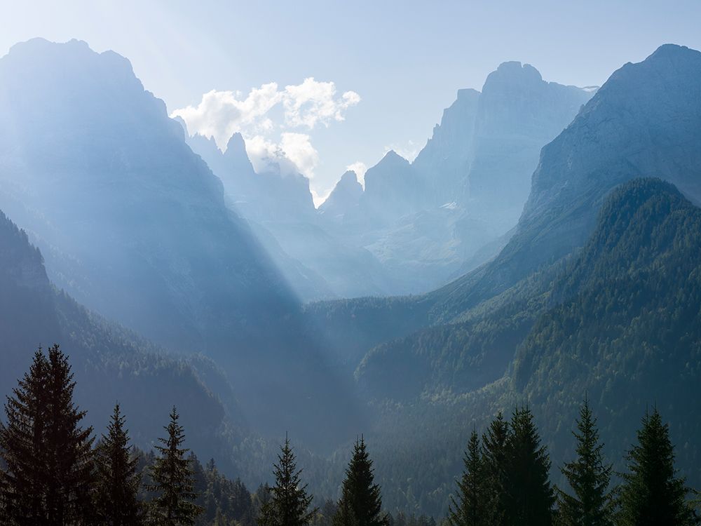View from Val Rendena towards the Brenta Dolomites-UNESCO World Heritage Site-Italy-Trentino-Val Re art print by Martin Zwick for $57.95 CAD