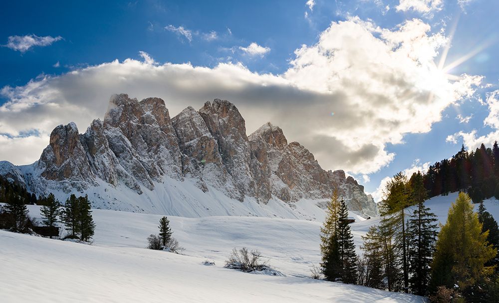 Geisler mountain range in the dolomites of the Villnoss Valley in South Tyrol-Alto Adige after an a art print by Martin Zwick for $57.95 CAD