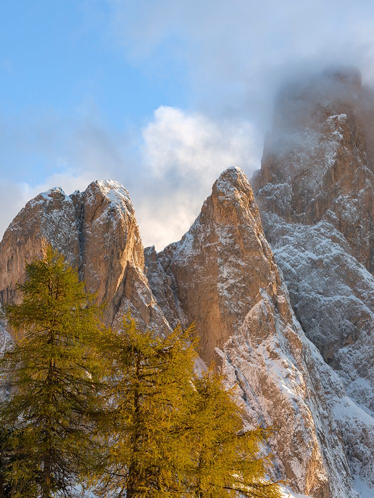 Geisler mountain range in the dolomites of the Villnoss Valley in South Tyrol-Alto Adige after an a art print by Martin Zwick for $57.95 CAD