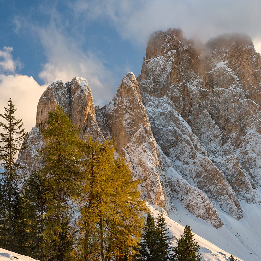 Geisler mountain range in the dolomites of the Villnoss Valley in South Tyrol-Alto Adige after an a art print by Martin Zwick for $57.95 CAD