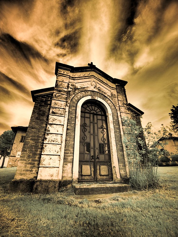 Italy, Pedemonte, Langhe. Infrared of small chapel art print by Terry Eggers for $57.95 CAD