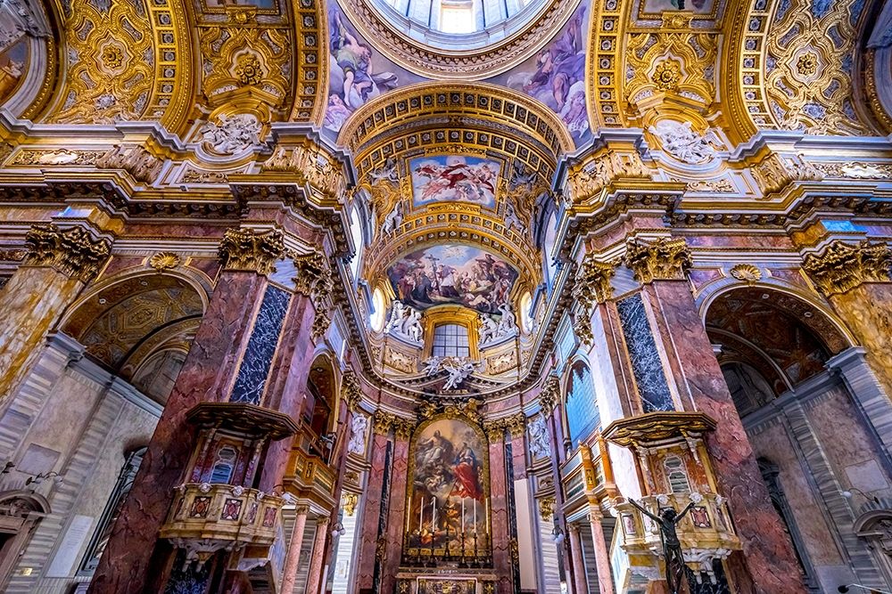 Altar Frescos Dome Basilica Saint Ambrogio Carlo al Corso Basilica Church-Rome-Italy art print by William Perry for $57.95 CAD