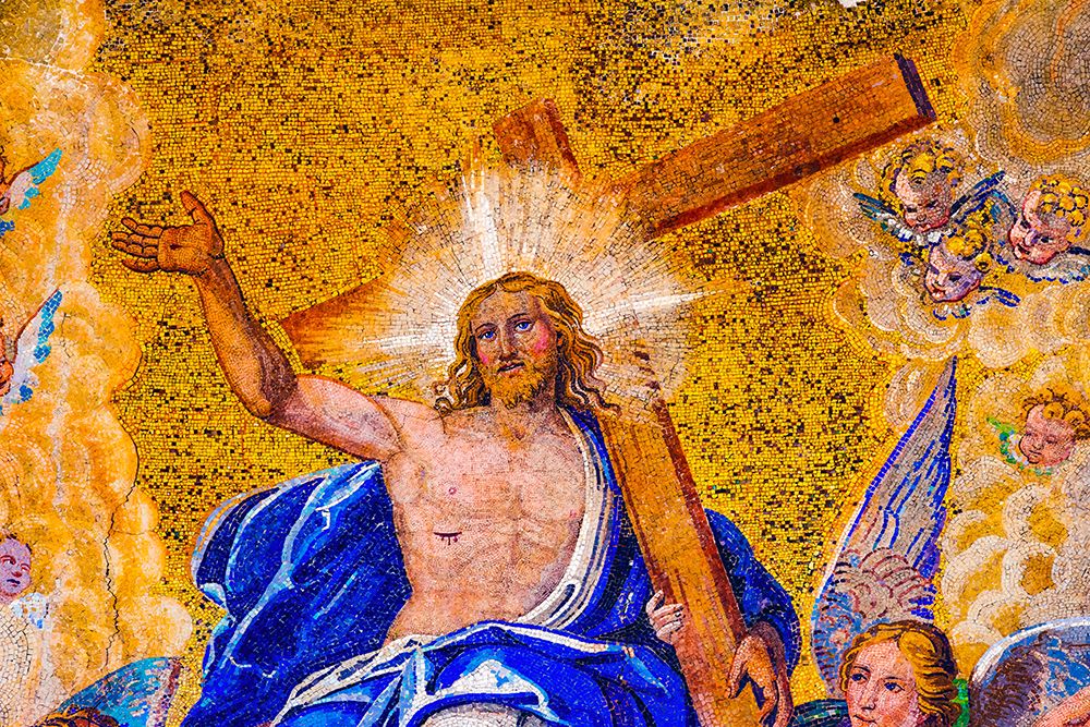 Jesus Christ-angels resurrection facade Saint Marks Cathedral-Venice-Italy art print by William Perry for $57.95 CAD