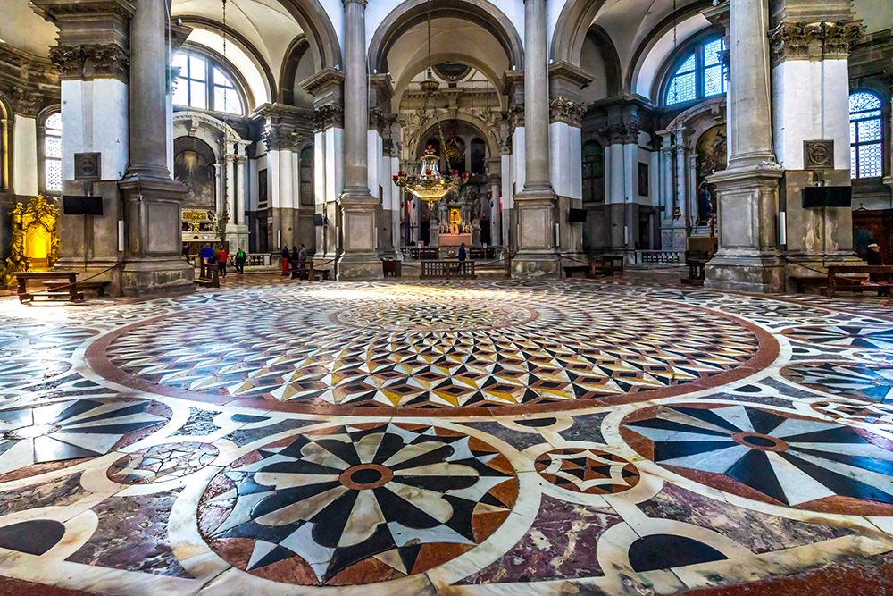 Complicated tile floor Santa Maria della Salute Church-Venice-Italy-Competed in 1681 art print by William Perry for $57.95 CAD