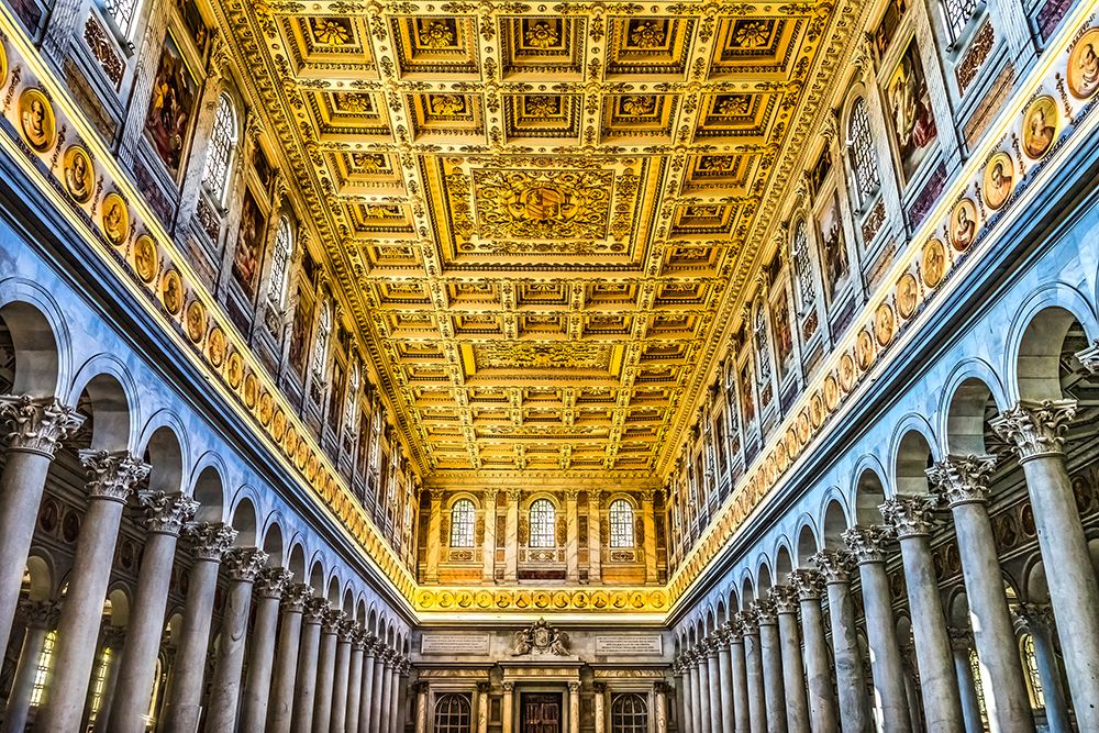 Long columns, Papal Basilica of Saint Paul, Rome, Italy.. art print by William Perry for $57.95 CAD