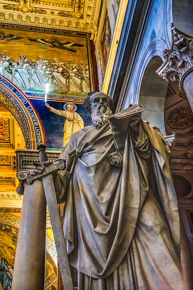 Paul statue, Papal Basilica of Saint Paul, Rome, Italy.. art print by William Perry for $57.95 CAD