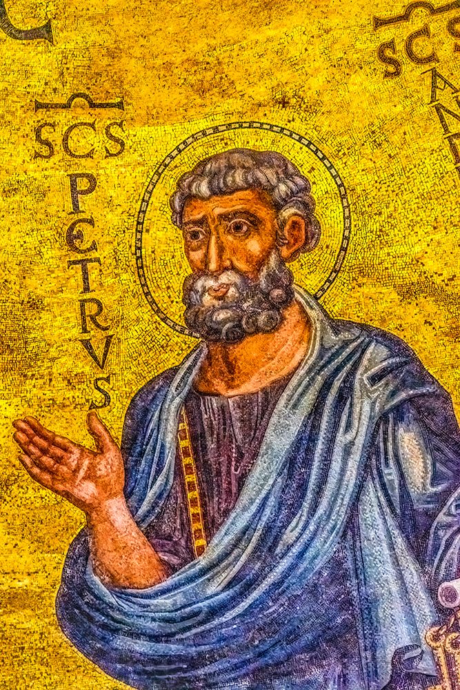 Ancient Saint Peter mosaic, Papal Basilica of Saint Paul, Rome, Italy.. art print by William Perry for $57.95 CAD