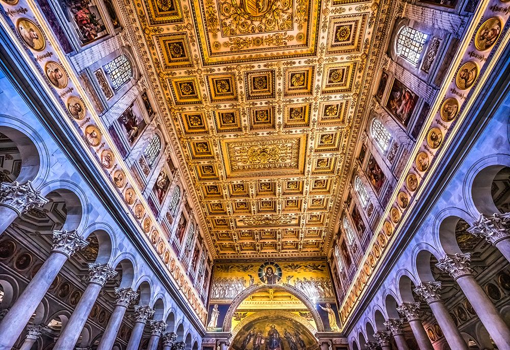 Long columns, Papal Basilica of Saint Paul, Rome, Italy.. art print by William Perry for $57.95 CAD