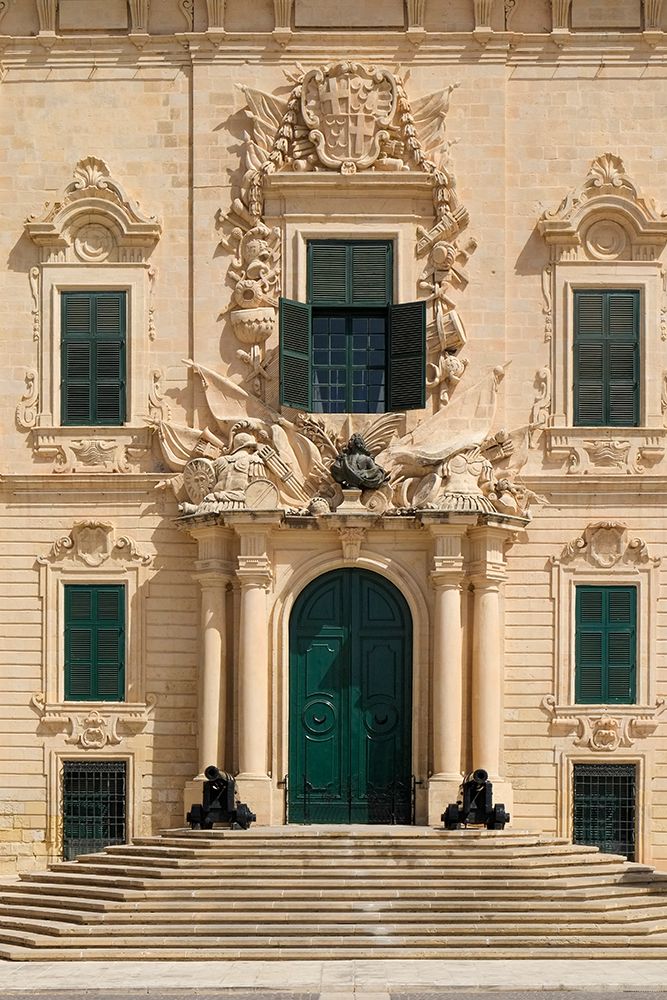 Valetta, Malta. Government building with ancient canons lined up in front of the entry. art print by Julien McRoberts for $57.95 CAD